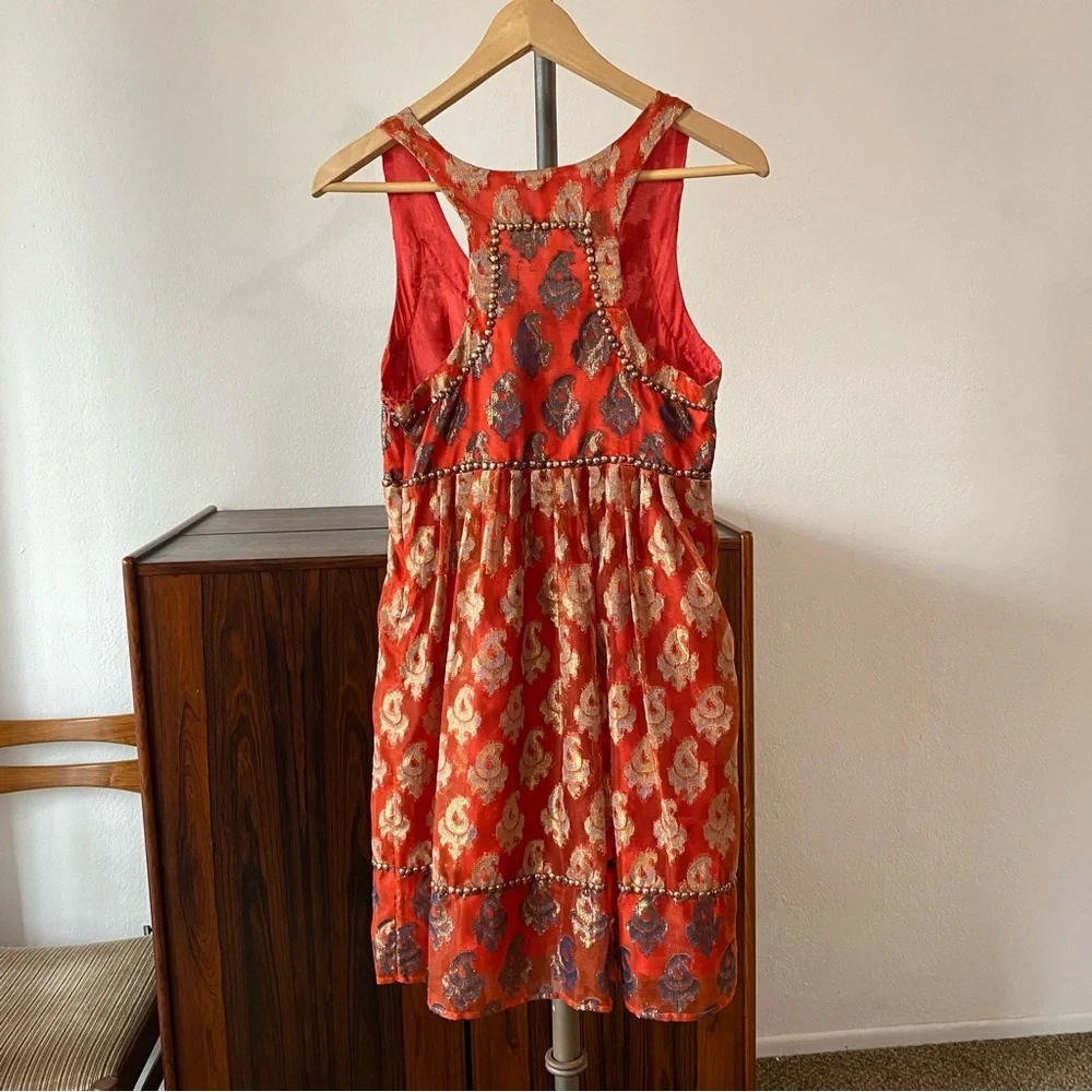 FREE PEOPLE | Vacation Metallic Grommet Batik Print Dress - Picture 2 of 11
